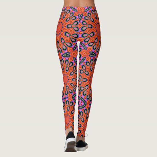 Mandala Retro Oranje Psychedelic Yoga leggings (Achterkant)