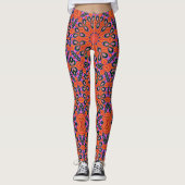 Mandala Retro Oranje Psychedelic Yoga leggings (Voorkant)