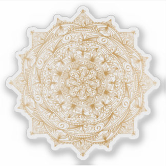 Mandala Retro tattoo met handgetekend goud Sticker
