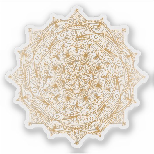 Mandala Retro tattoo met handgetekend goud Sticker (Voorkant)