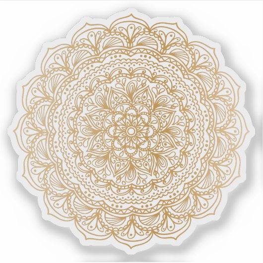 Mandala Retro tattoo met handgetekend goud Sticker (Voorkant)