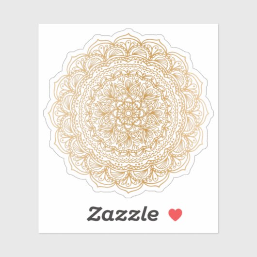 Mandala Retro tattoo met handgetekend goud Sticker (Vel)
