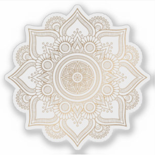 Mandala Retro tattoo met handgetekend goud Sticker