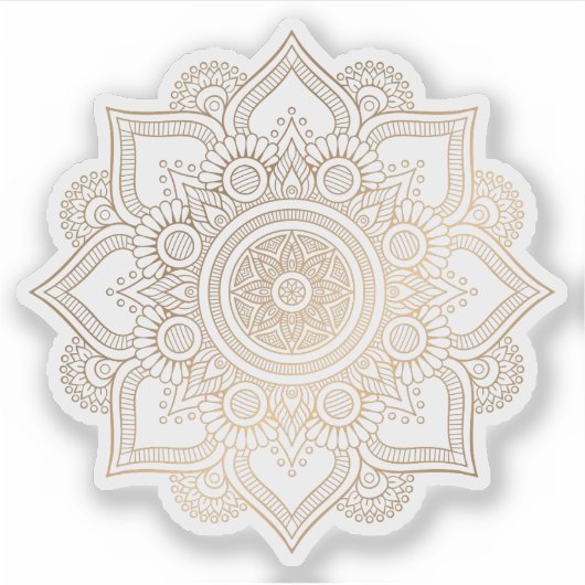 Mandala Retro tattoo met handgetekend goud Sticker (Voorkant)