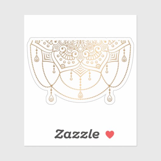 Mandala Retro tattoo met handgetekend goud Sticker (Vel)