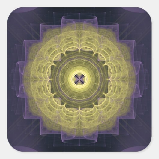 Mandala rond patroon vierkante sticker (Voorkant)