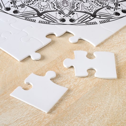 Mandala. Rond zwart-wit oosterpatroon Legpuzzel (Zijkant)