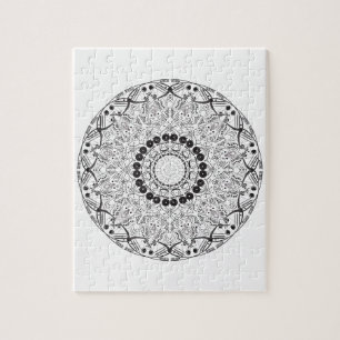 Mandala. Rond zwart-wit oosterpatroon Legpuzzel