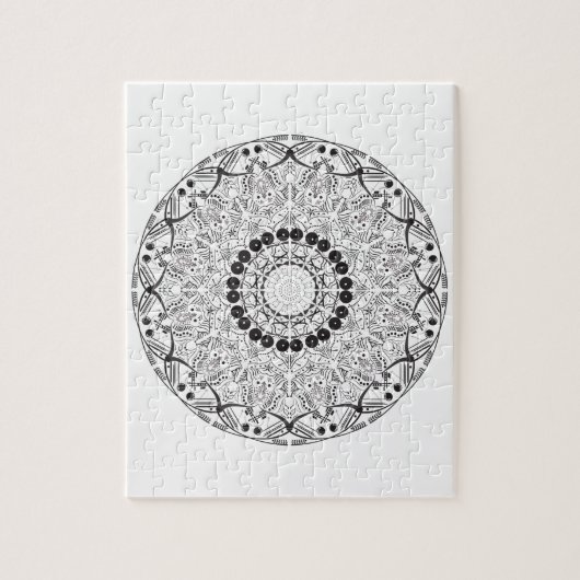 Mandala. Rond zwart-wit oosterpatroon Legpuzzel (Verticaal)