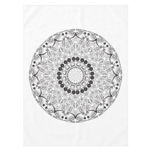Mandala. Rond zwart-wit oosterpatroon Tafelkleed
