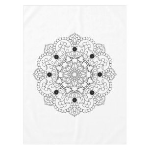 Mandala. Rond zwart-wit oosterpatroon Tafelkleed