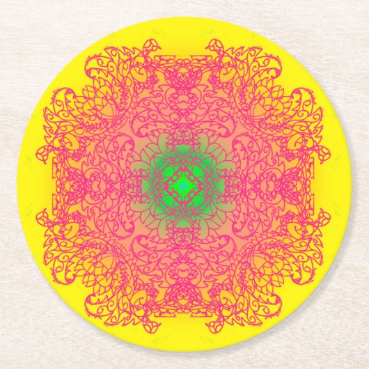 mandala ronde kartonnen onderzetter (Voorkant)