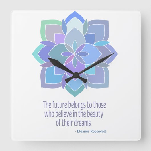 Mandala Roosevelt Beauty Quote Vierkante Klok (Voorkant)