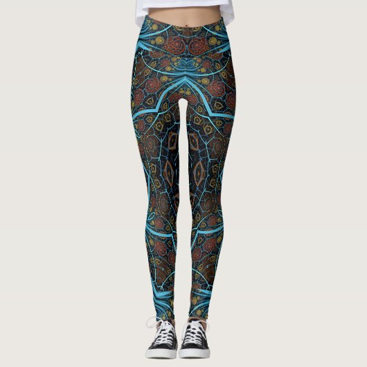 Mandala Rosette Boho Bohemian Style Dandy Pattern Leggings (Voorkant)