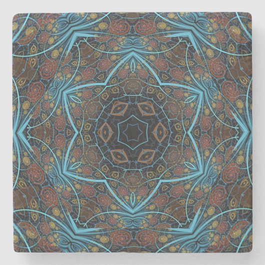 Mandala Rosette Boho Bohemian Style Dandy Pattern Stenen Onderzetter (Voorkant)