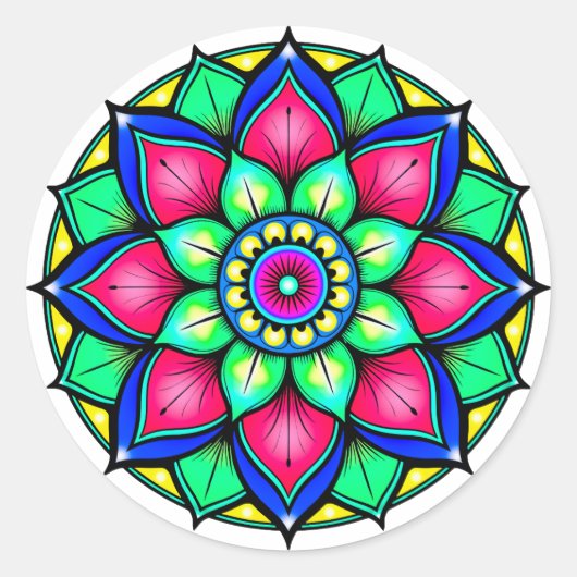 Mandala, Rosette Ronde Sticker (Voorkant)