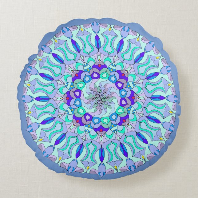 Mandala Round Floor Cushion Rond Kussen (Voorkant)