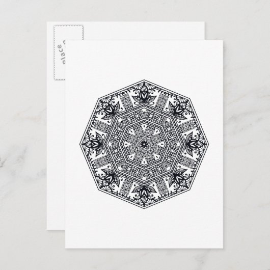 Mandala Round Ornament Briefkaart (Voorkant / Achterkant)