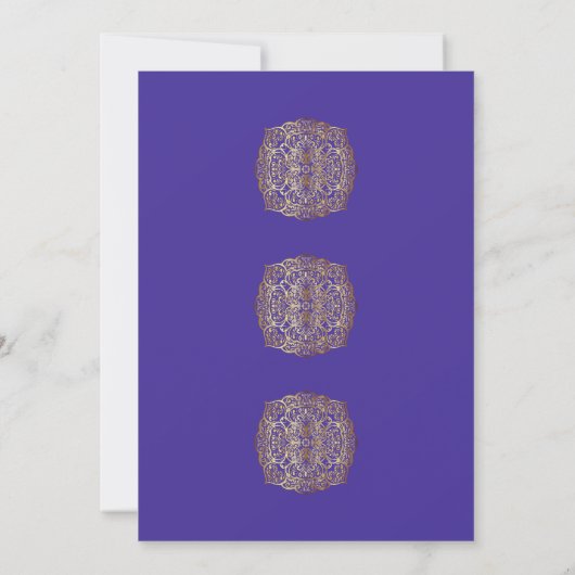 Mandala Royal Blue bruiloft details Kaart (Achterkant)