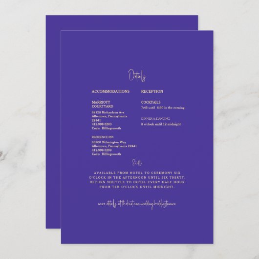 Mandala Royal Blue bruiloft details Kaart (Voorkant / Achterkant)