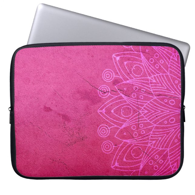 Mandala roze decoratieve achtergrond laptop sleeve (Voorkant)