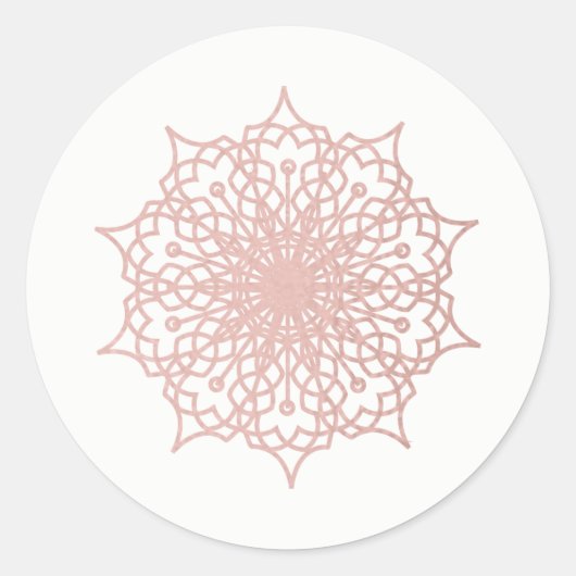 Mandala Roze Rose Goud Blush Versie 2 Ronde Sticker (Voorkant)