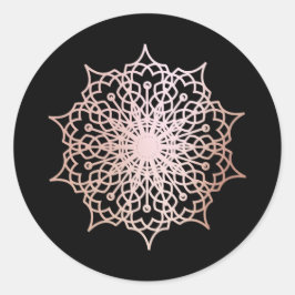 Mandala Roze Rose Goud Blush Zwart Ronde Sticker