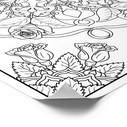 Mandala Rozen voor volwassen kleuren Poster (Hoek)