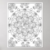 Mandala Rozen voor volwassen kleuren Poster (Voorkant)