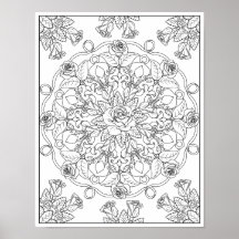 Mandala Rozen voor volwassen kleuren