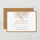 Mandala RSVP Bruin Boho Indiase moderne bruiloft (Voorkant / Achterkant)