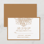 Mandala RSVP Bruin Boho Indiase moderne bruiloft Kaartje (Voorkant / Achterkant)