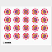 Mandala rt Ronde Sticker, Glanzend Ronde Sticker (Vel)