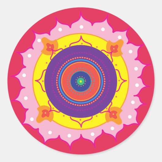 Mandala rt Ronde Sticker, Glanzend Sticker (Voorkant)