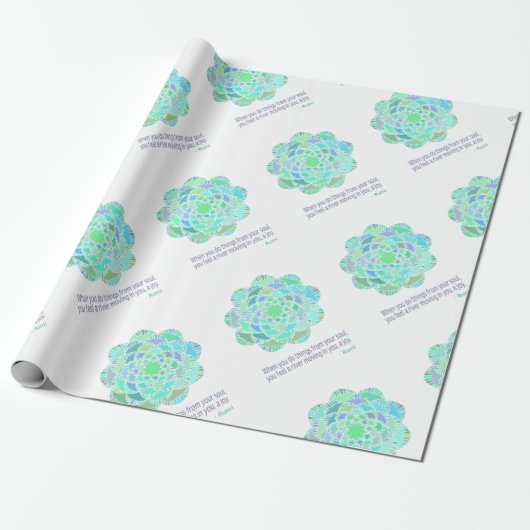 Mandala Rumi Joy Quote Cadeaupapier (Uitgerold)