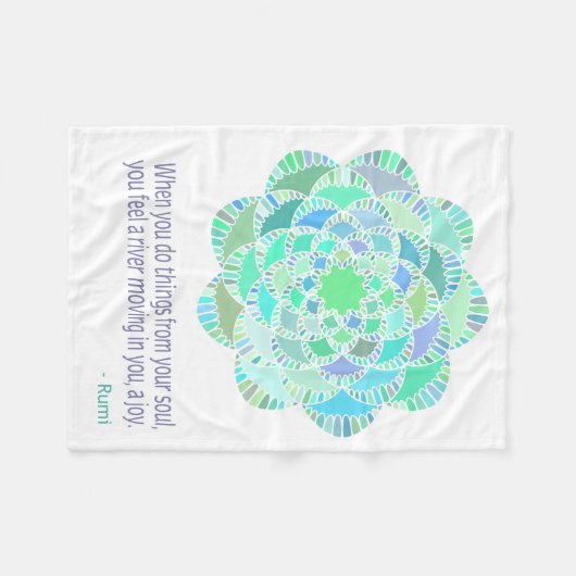 Mandala Rumi Joy Quote Fleece Deken (Voorkant (Horizontaal))