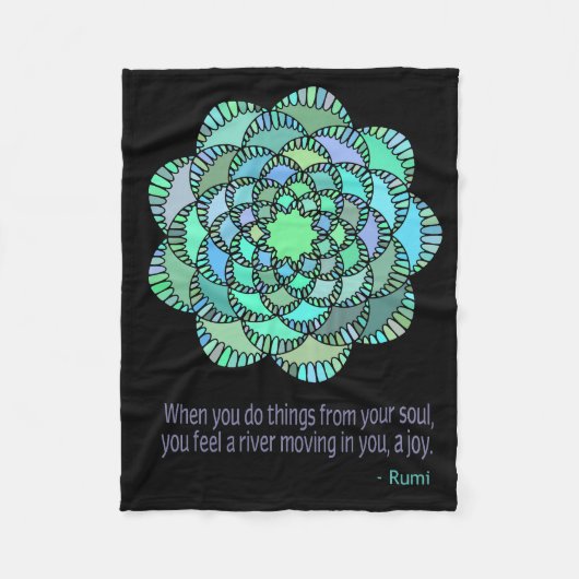 Mandala Rumi Joy Quote Fleece Deken (Voorkant)