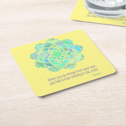 Mandala Rumi Joy Quote Kartonnen Onderzetters (Schuin)