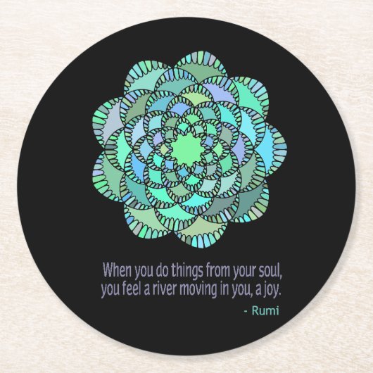 Mandala Rumi Joy Quote Ronde Kartonnen Onderzetter (Voorkant)