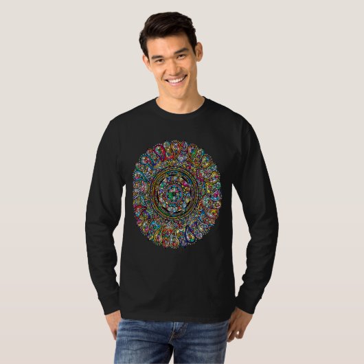 Mandala Sacred Geometry Prana Yoga Mantra Om T-shirt (Voorkant volledig)