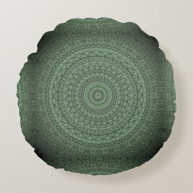Mandala Sage Green - HAMbWG Rond Kussen (Voorkant)