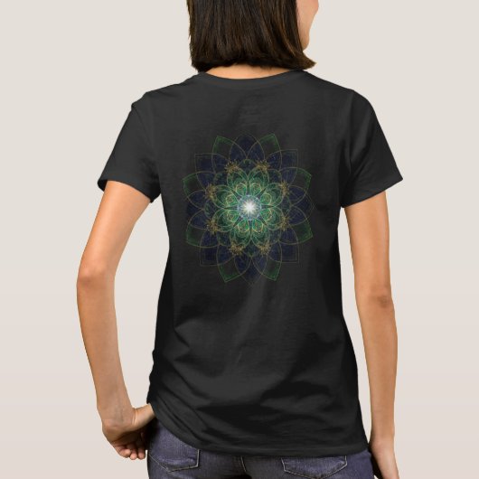 Mandala Sagrado Cósmico: Elegancia en Oro, Esmeral T-shirt (Achterkant)
