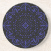 Mandala Sandstone Onderzetter | Zwart en Paarse (Voorkant)