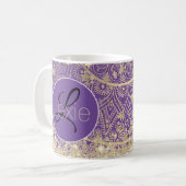 Mandala scannen met Gold Stars Monogram Koffiemok (Voorkant links)