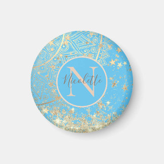 Mandala scannen met Gold Stars Monogram Magneet