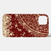 Mandala scannen met gouden sterren op rood Case-Mate iPhone case (Achterkant (horizontaal))