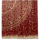 Mandala scannen met gouden sterren op rood douchegordijn (Voorkant)