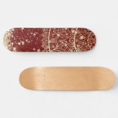 Mandala scannen met gouden sterren op rood persoonlijk skateboard (Horizontaal)
