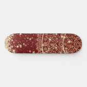 Mandala scannen met gouden sterren op rood persoonlijk skateboard (Horizontaal)
