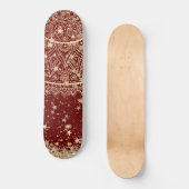 Mandala scannen met gouden sterren op rood persoonlijk skateboard (Voorkant)